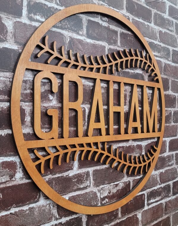 Wooden Baseball Name Sign - Image 3